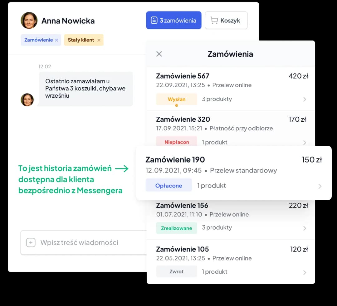 Uzyskaj dostęp do historii zamówień