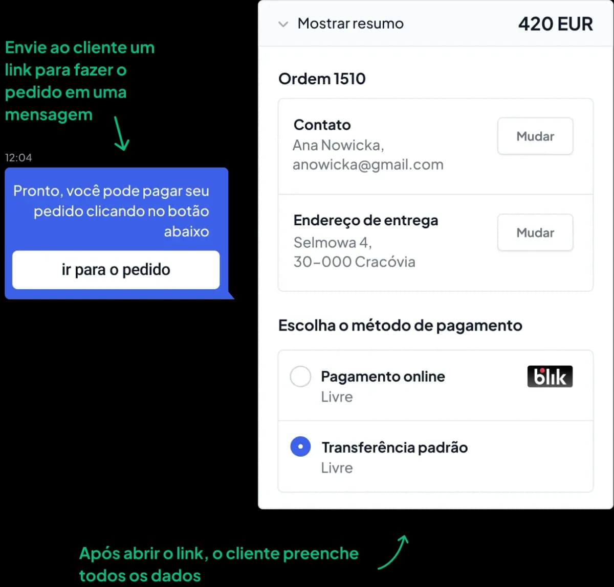 Wyślij klientowi link do zamówienia