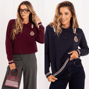 Sweter Oversize typu Polo Casual 