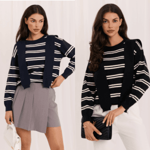 Sweter w paski ze zdejmowanym Szalem CASUAL