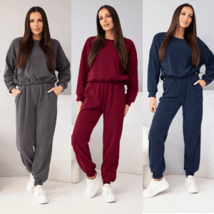 Komplet prążkowany bluza zakładana przez głowę CASUAL 