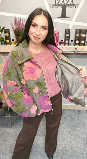 Kurtka z wełną  Velvet Rose oversize-Włochy