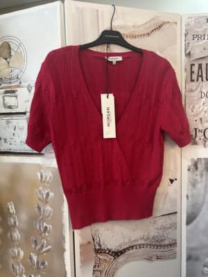 top malha lurex rosa