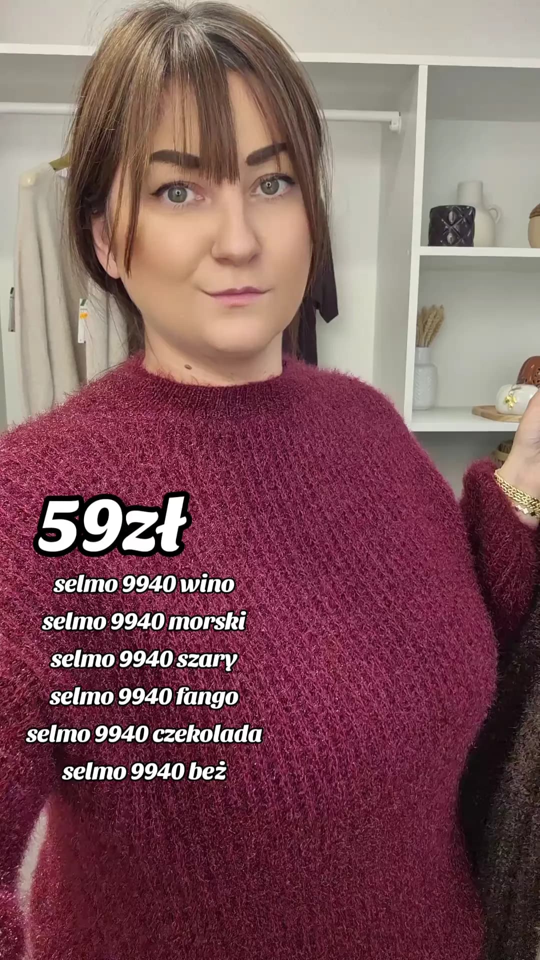 Sweterek rekaw dzwonek moher wełna