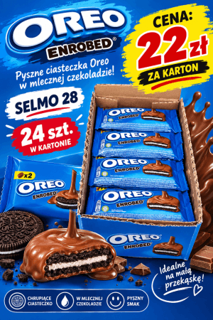 Ciasteczka OREO ENROBED w mlecznej czekoladzie – HIT! Karton 24 szt.